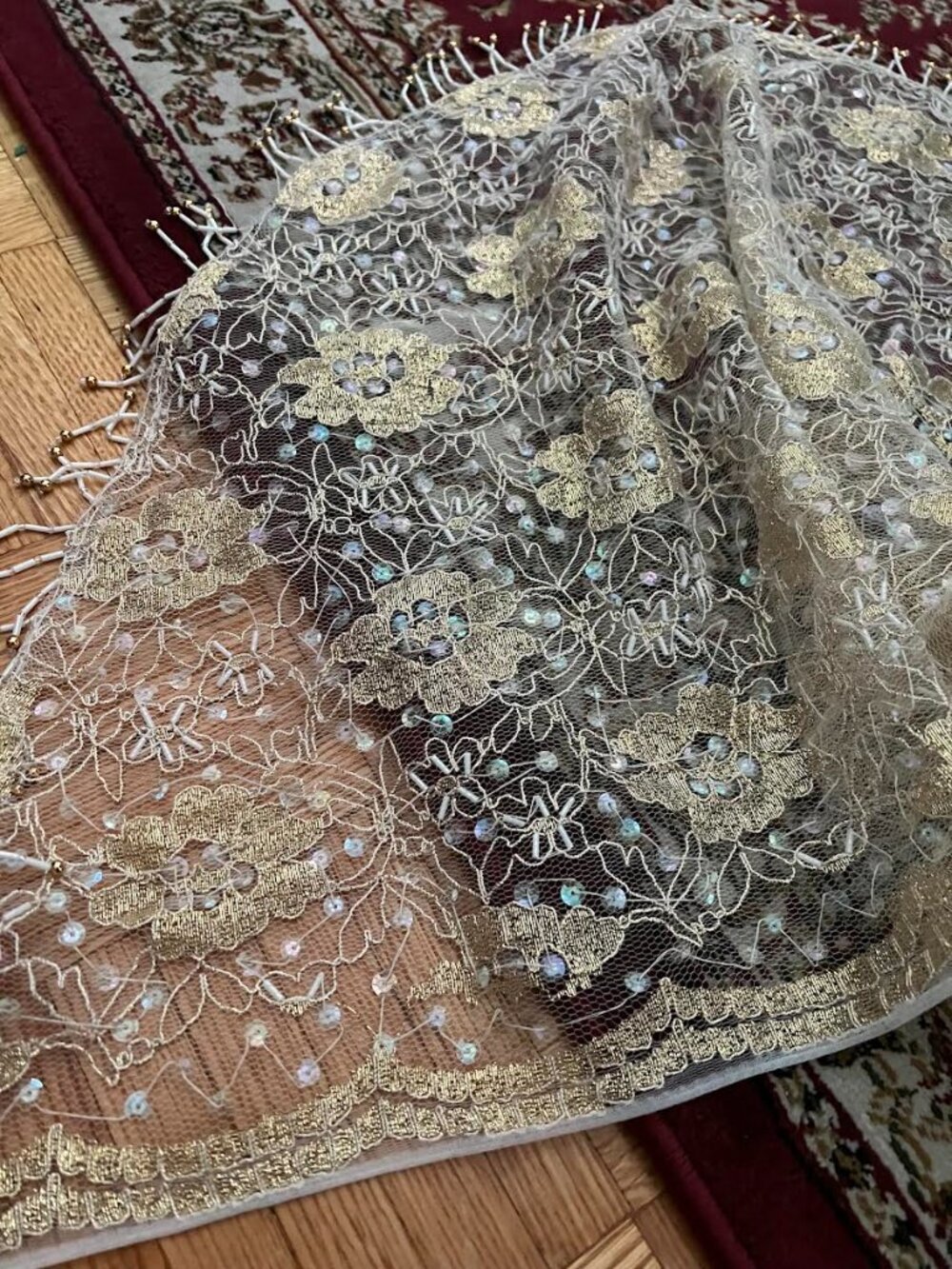 Sheer Scarf with Beading - Picture 2 of 2